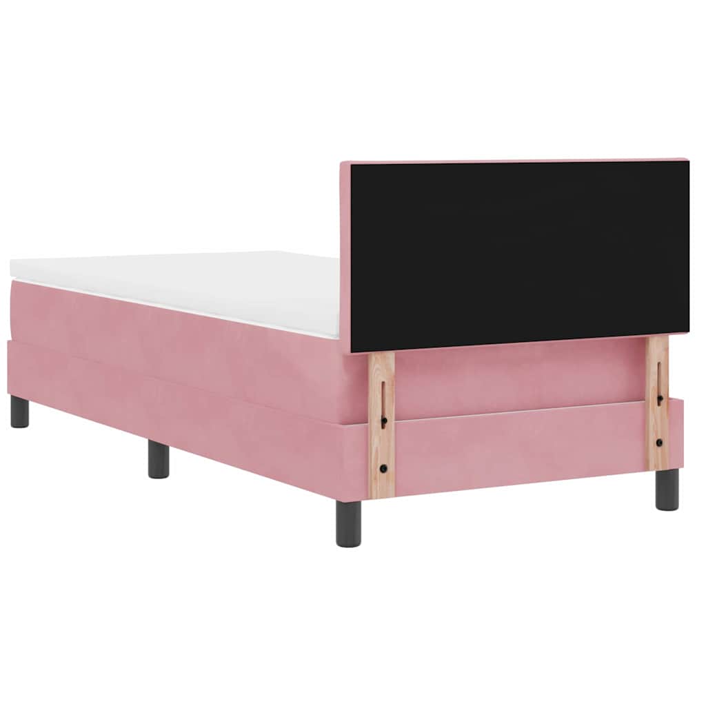 Lit à ressort LED avec tête de lit Rose 100 x 200 cm Velours