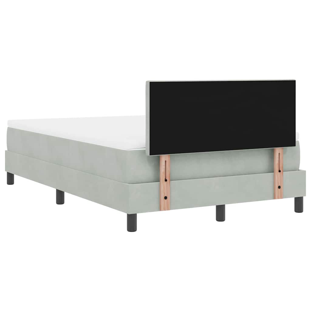 Lit à ressort LED avec matelas Gris clair 120 x 190 cm Velours - XIOS