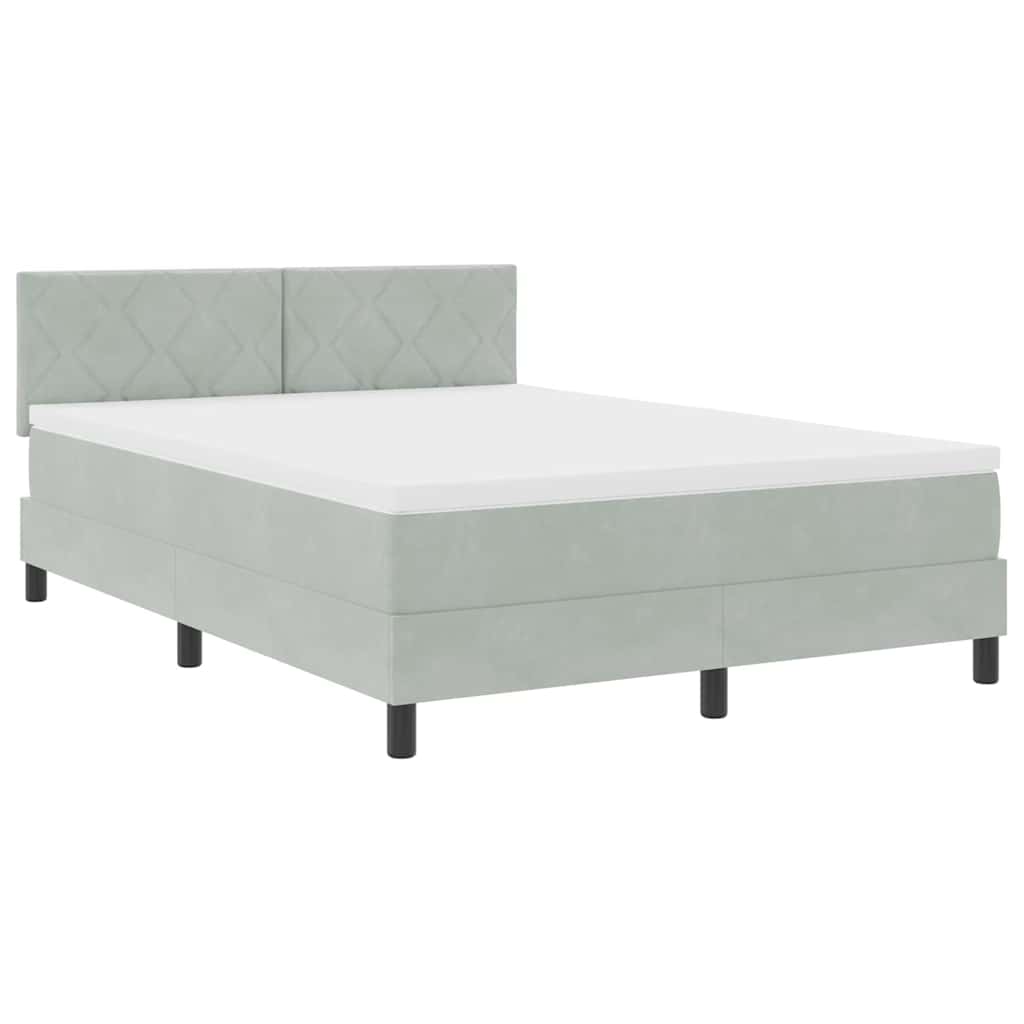 Lit à ressort LED Gris clair 140 x 190 cm Velours - XIOS