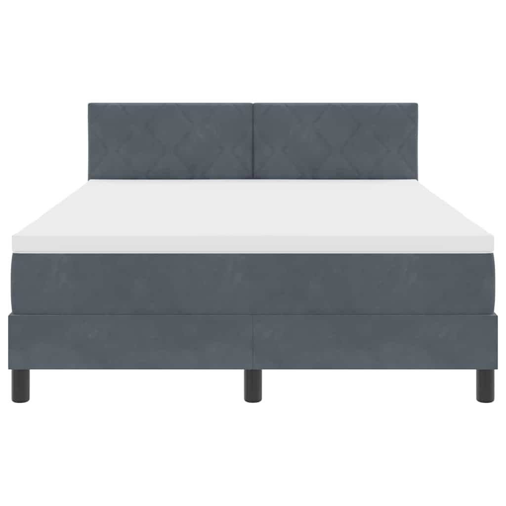 Lit à ressort LED Gris foncé 140 x 190 cm Velours