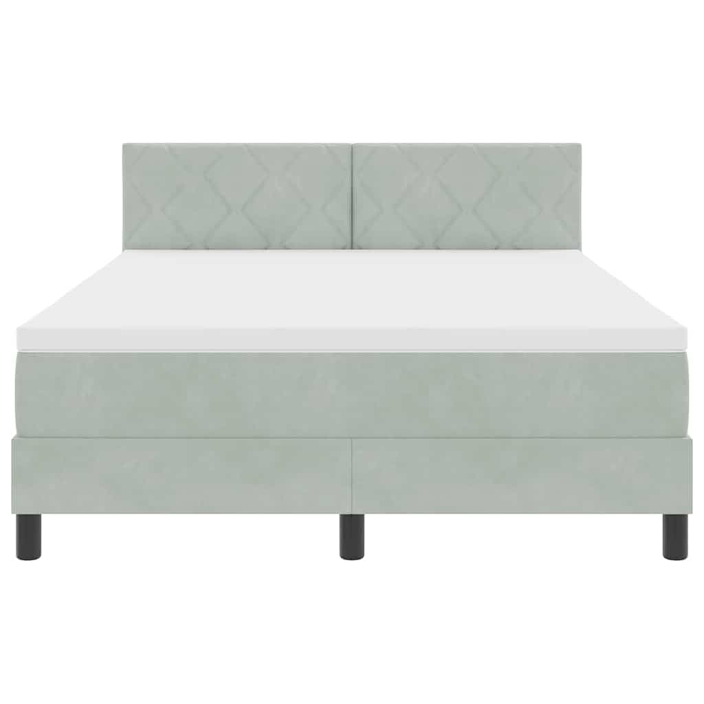 Lit à ressort LED Gris clair 140 x 200 cm Velours - XIOS