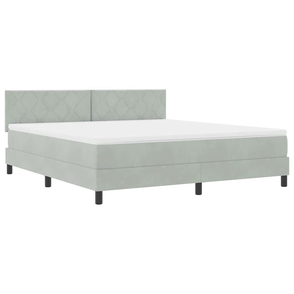 Lit à ressort LED Gris clair 180 x 200 cm Velours - XIOS