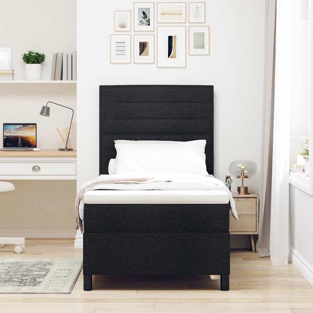 Lit à ressorts avec matelas avec LED Noir 80 x 200 cm tissu - XIOS