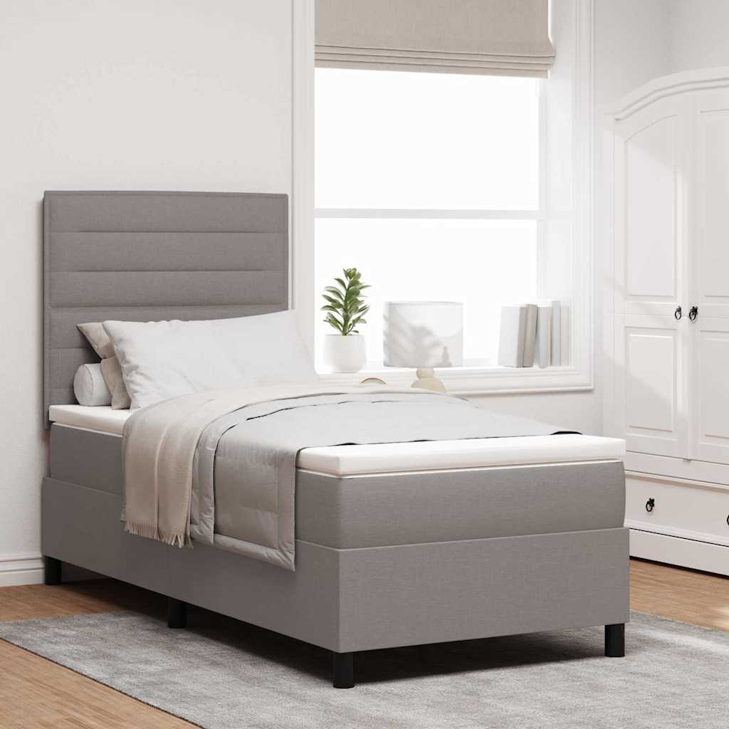 Lit à ressorts avec matelas avec LED Taupe 90 x 190 cm tissu - XIOS
