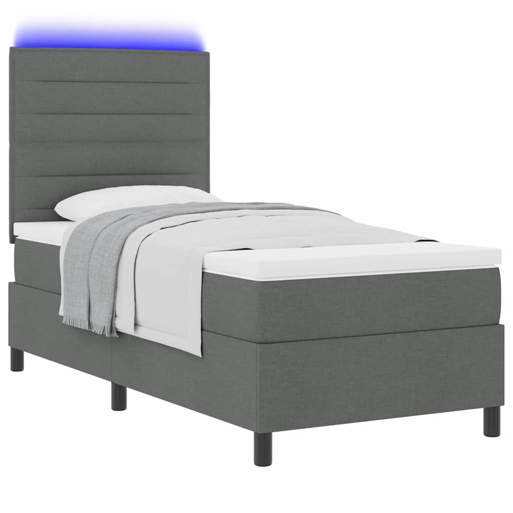 Lit à ressorts avec matelas Gris foncé 90 x 200 cm tissu - XIOS