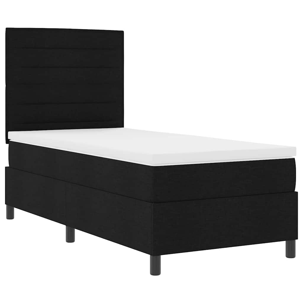 Lit à ressorts avec matelas Noir 90 x 200 cm tissu - XIOS