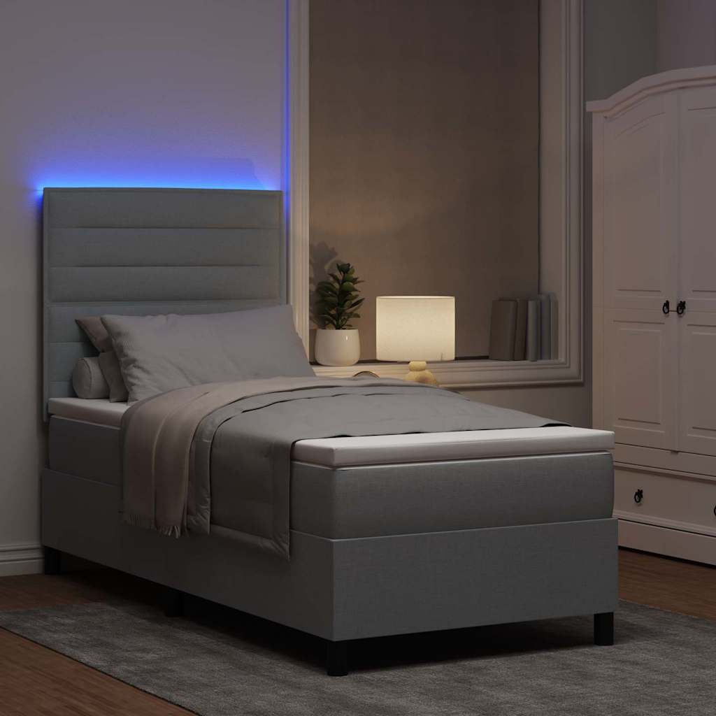 Lit à ressorts avec matelas Gris clair 100 x 200 cm tissu - XIOS