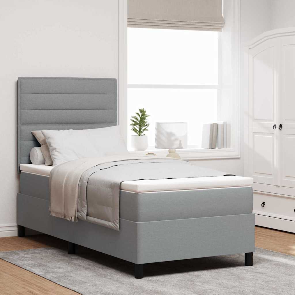 Lit à ressorts avec matelas Gris clair 100 x 200 cm tissu - XIOS