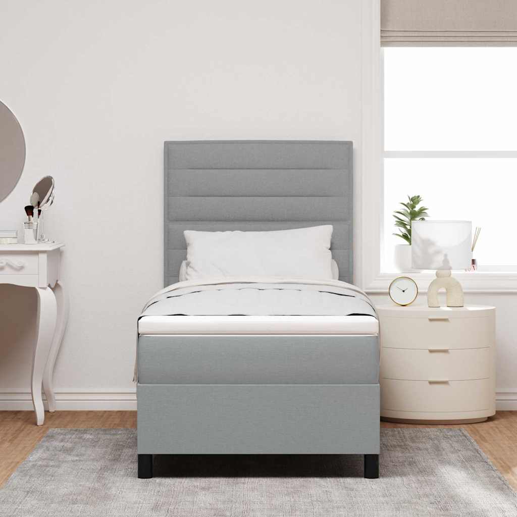 Lit à ressorts avec matelas Gris clair 100 x 200 cm tissu - XIOS