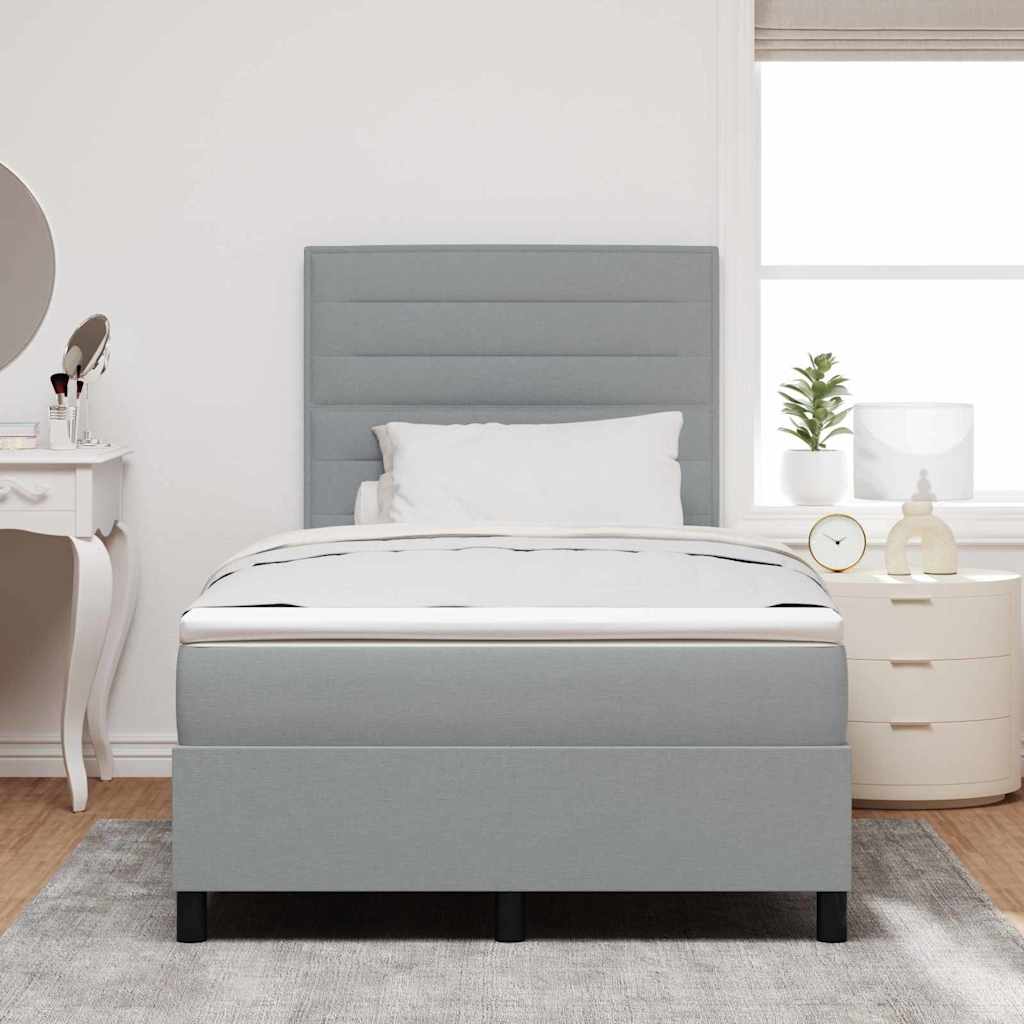 Lit à ressorts avec matelas Gris clair 120 x 190 cm tissu - XIOS