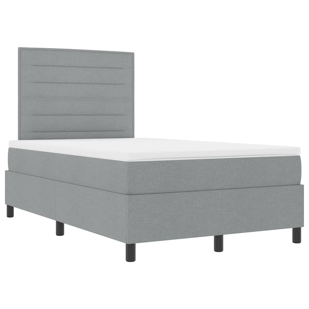 Lit à ressorts avec matelas Gris clair 120 x 190 cm tissu - XIOS