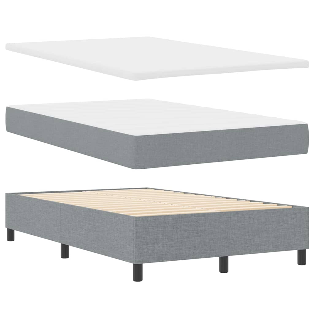 Lit à ressorts avec matelas Gris clair 120 x 190 cm tissu - XIOS