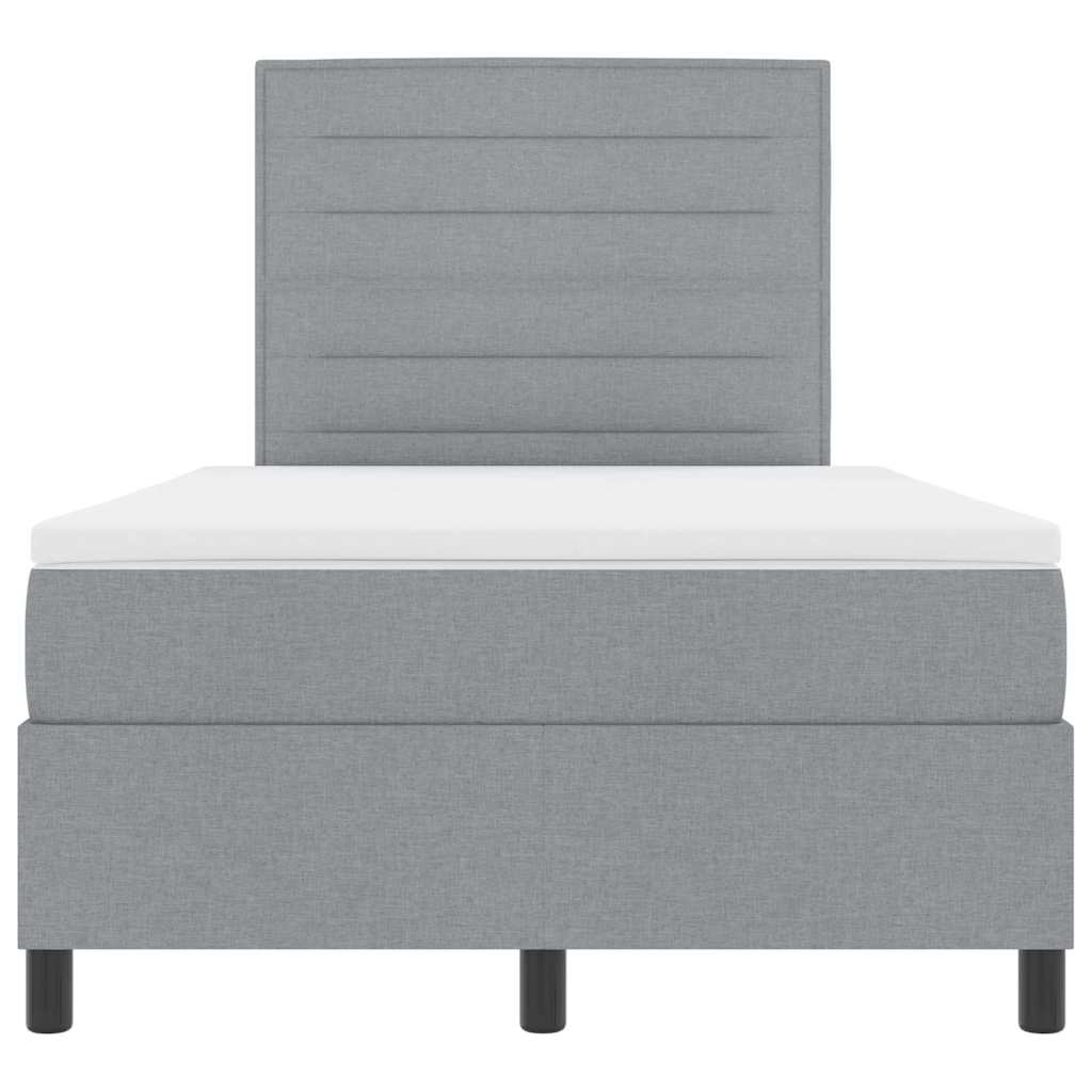 Lit à ressorts avec matelas Gris clair 120 x 190 cm tissu - XIOS