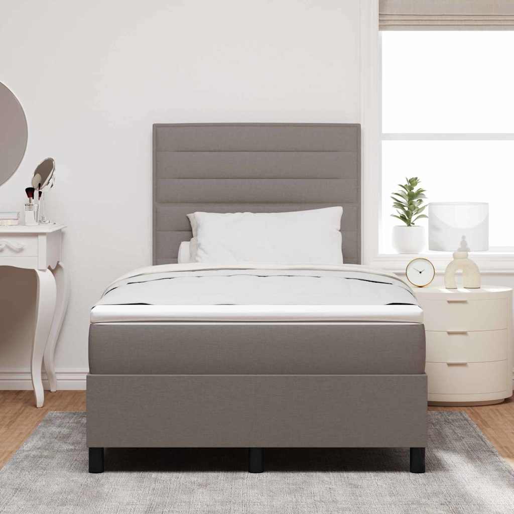Lit à ressorts avec matelas avec LED Taupe 120 x 190 cm tissu - XIOS