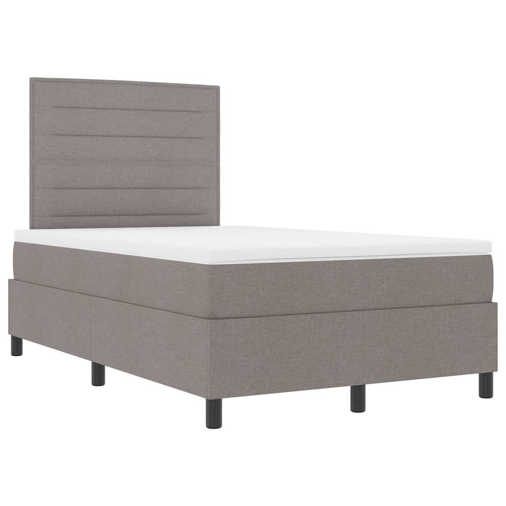 Lit à ressorts avec matelas avec LED Taupe 120 x 190 cm tissu - XIOS