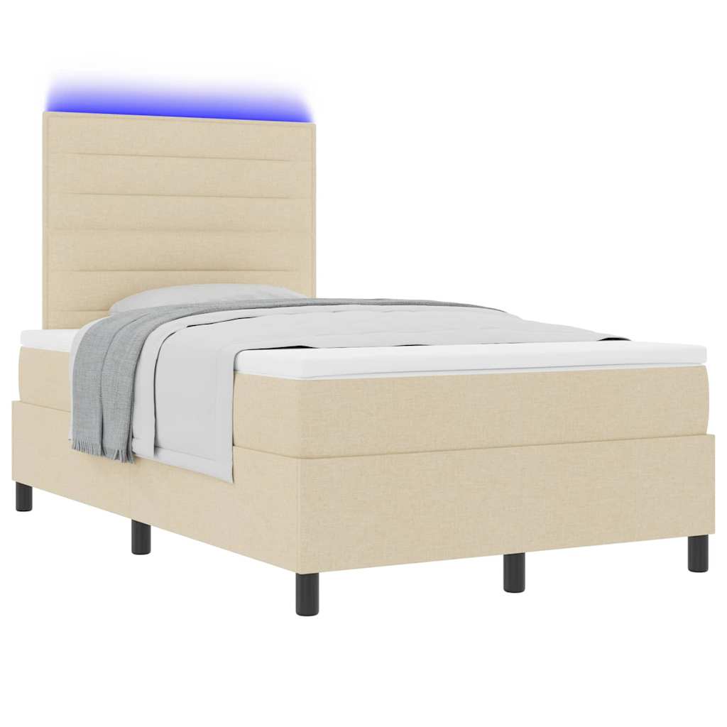 Lit à ressorts avec matelas avec LED Crème 120 x 190 cm tissu - XIOS