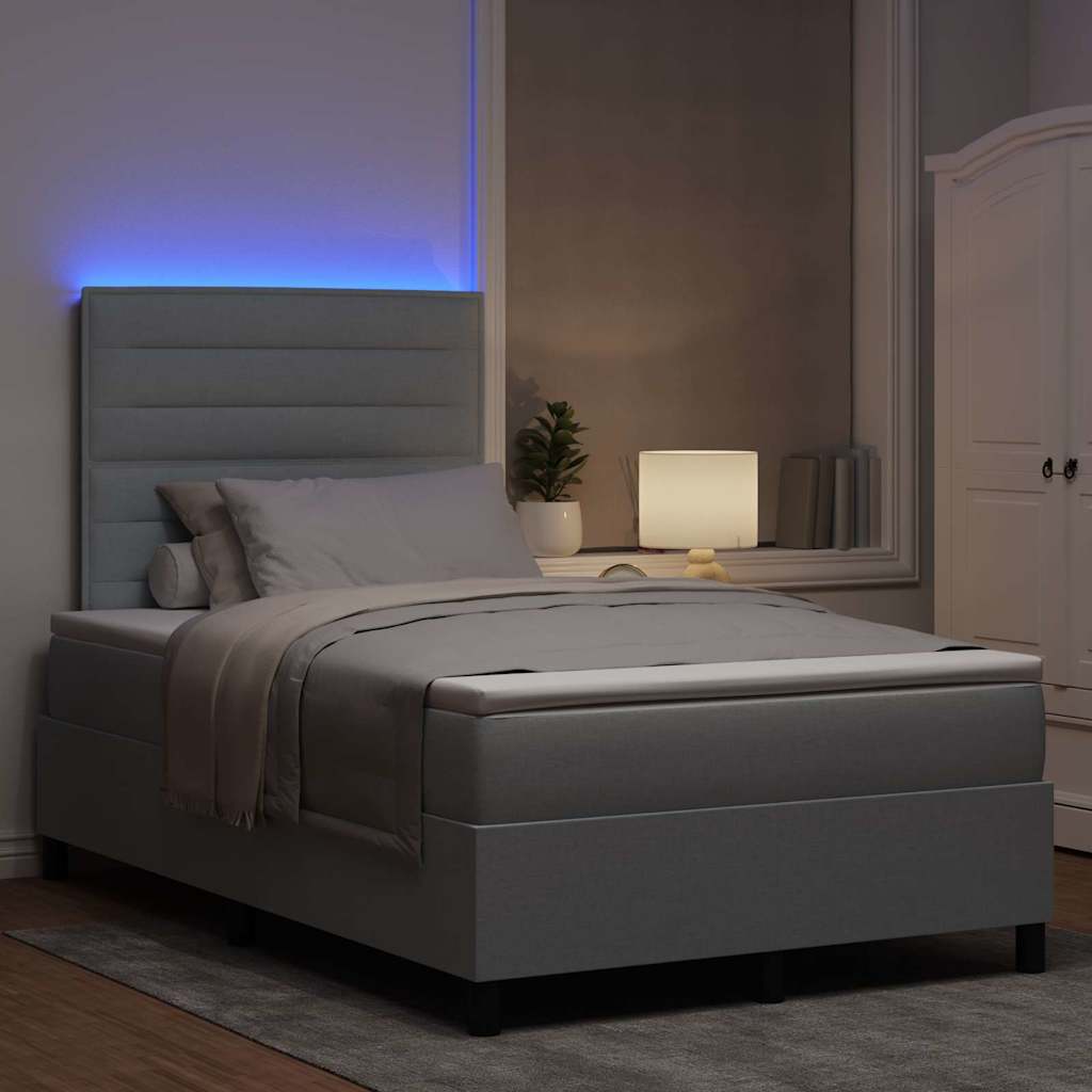 Lit à ressorts avec matelas Gris clair 120 x 200 cm tissu - XIOS
