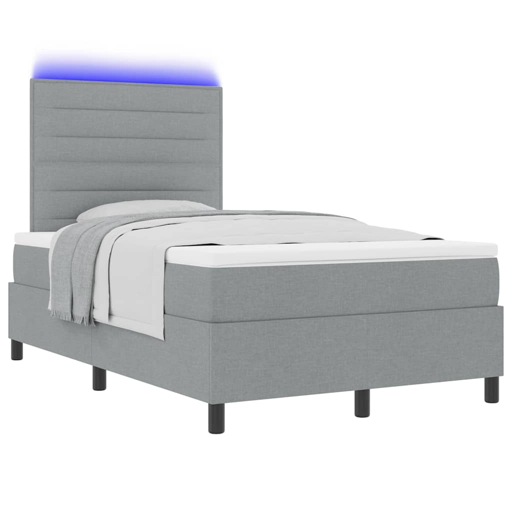 Lit à ressorts avec matelas Gris clair 120 x 200 cm tissu - XIOS