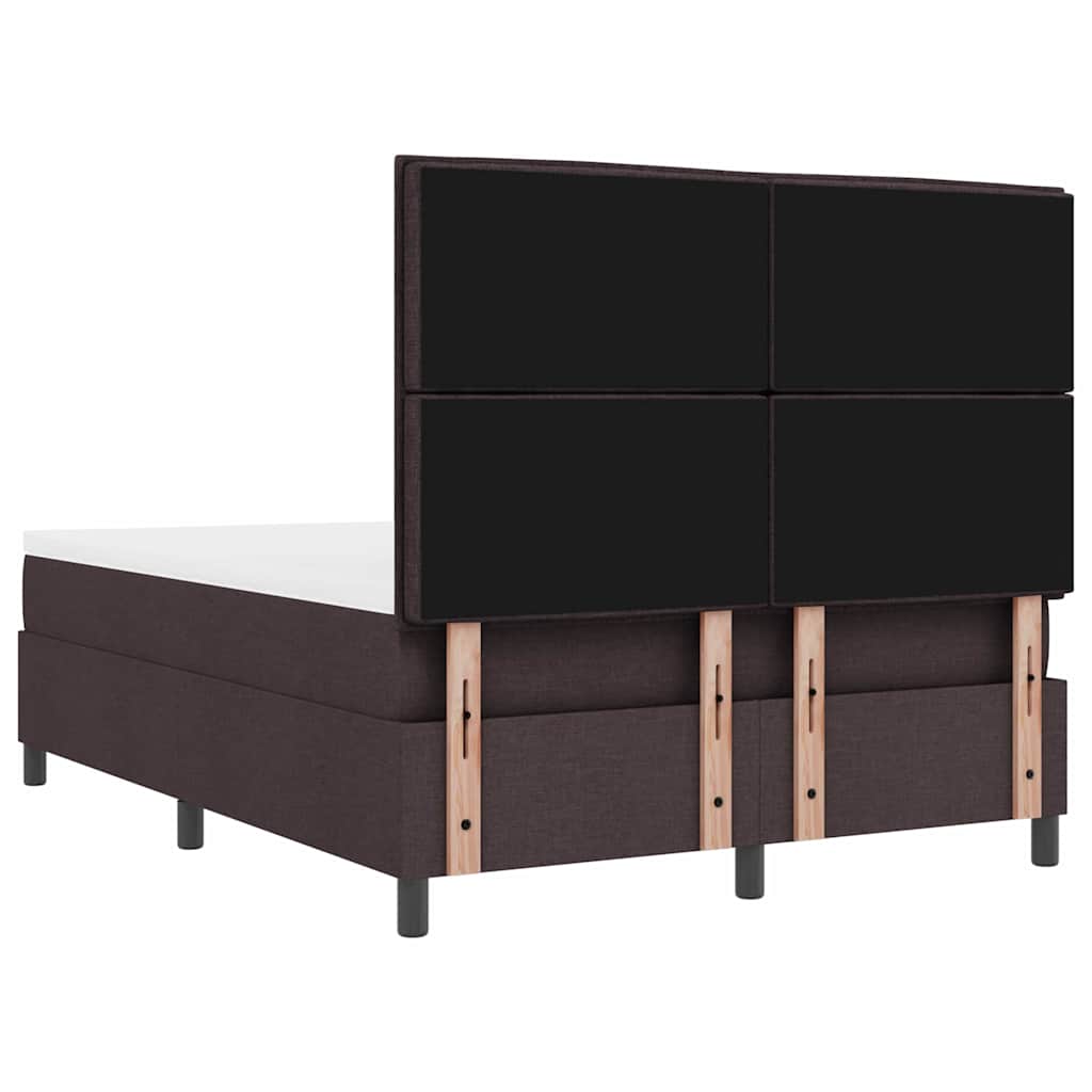 Lit à ressorts avec matelas Marron foncé 140 x 190 cm tissu