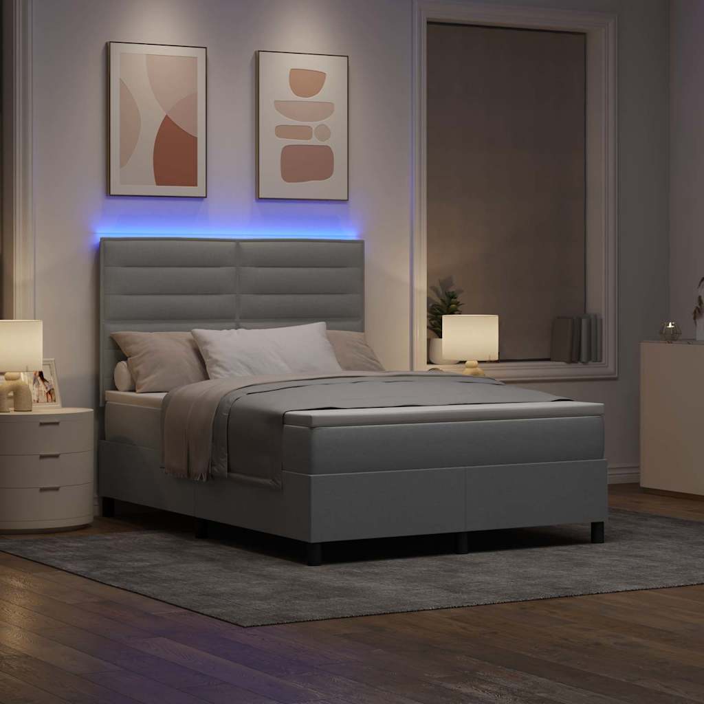 Lit à ressorts avec matelas Gris clair 140 x 200 cm tissu - XIOS