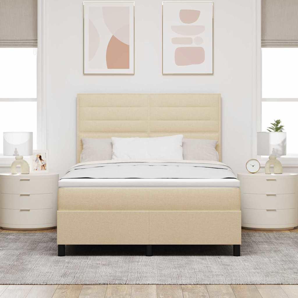 Lit à ressorts avec matelas Crème 160 x 200 cm tissu - XIOS