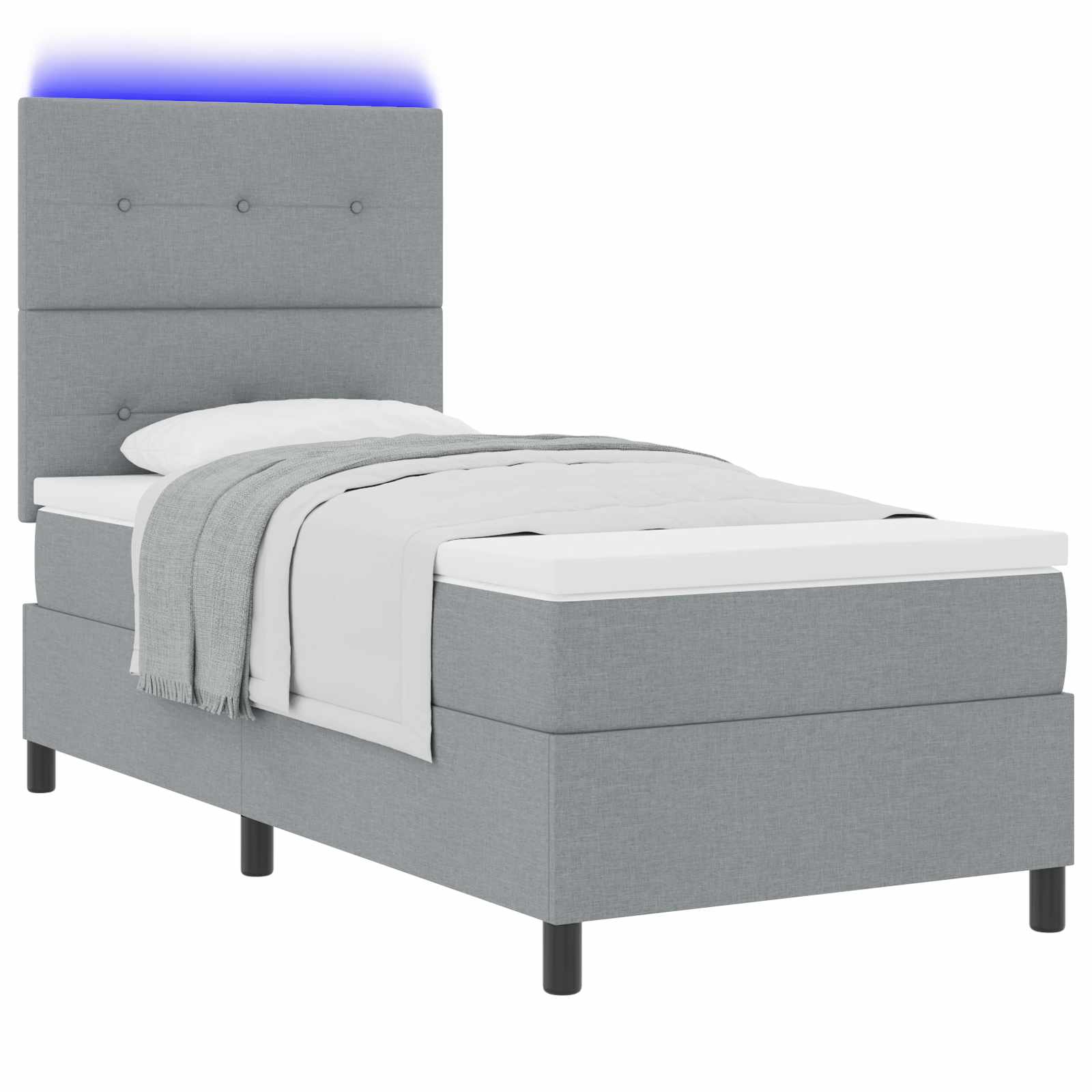 Lit à ressorts avec bandes LED Gris clair 80 x 200 cm tissu - XIOS