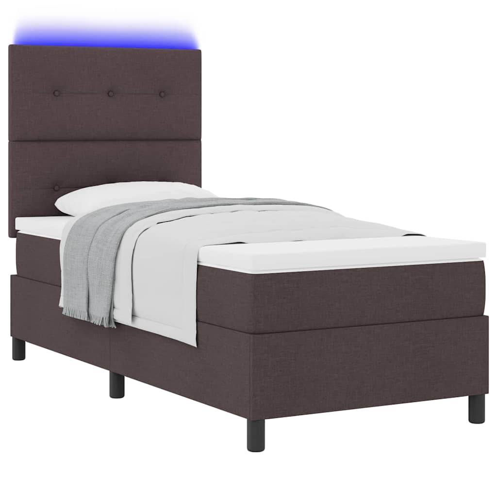 Lit à ressorts avec matelas Marron foncé 90 x 200 cm tissu - XIOS