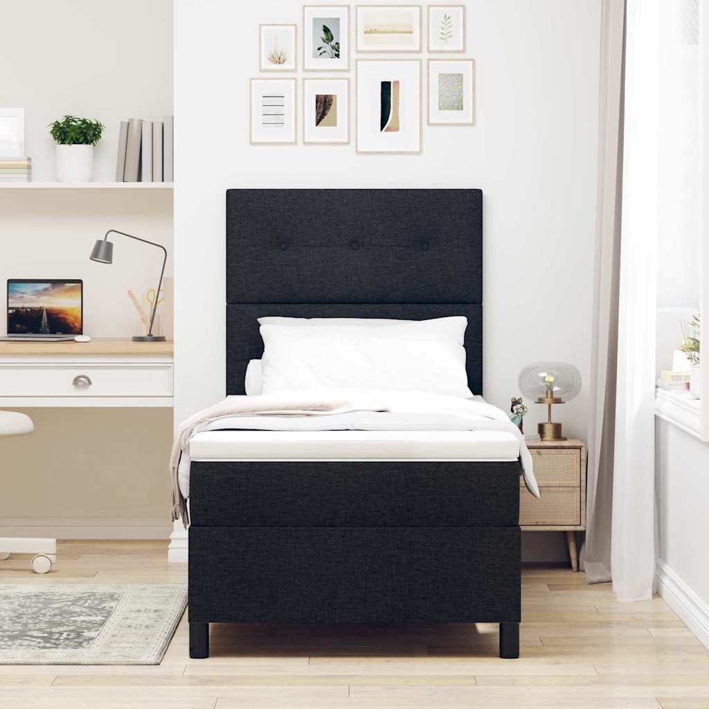 Lit à ressorts avec bandes LED Noir 100 x 200 cm tissu - XIOS