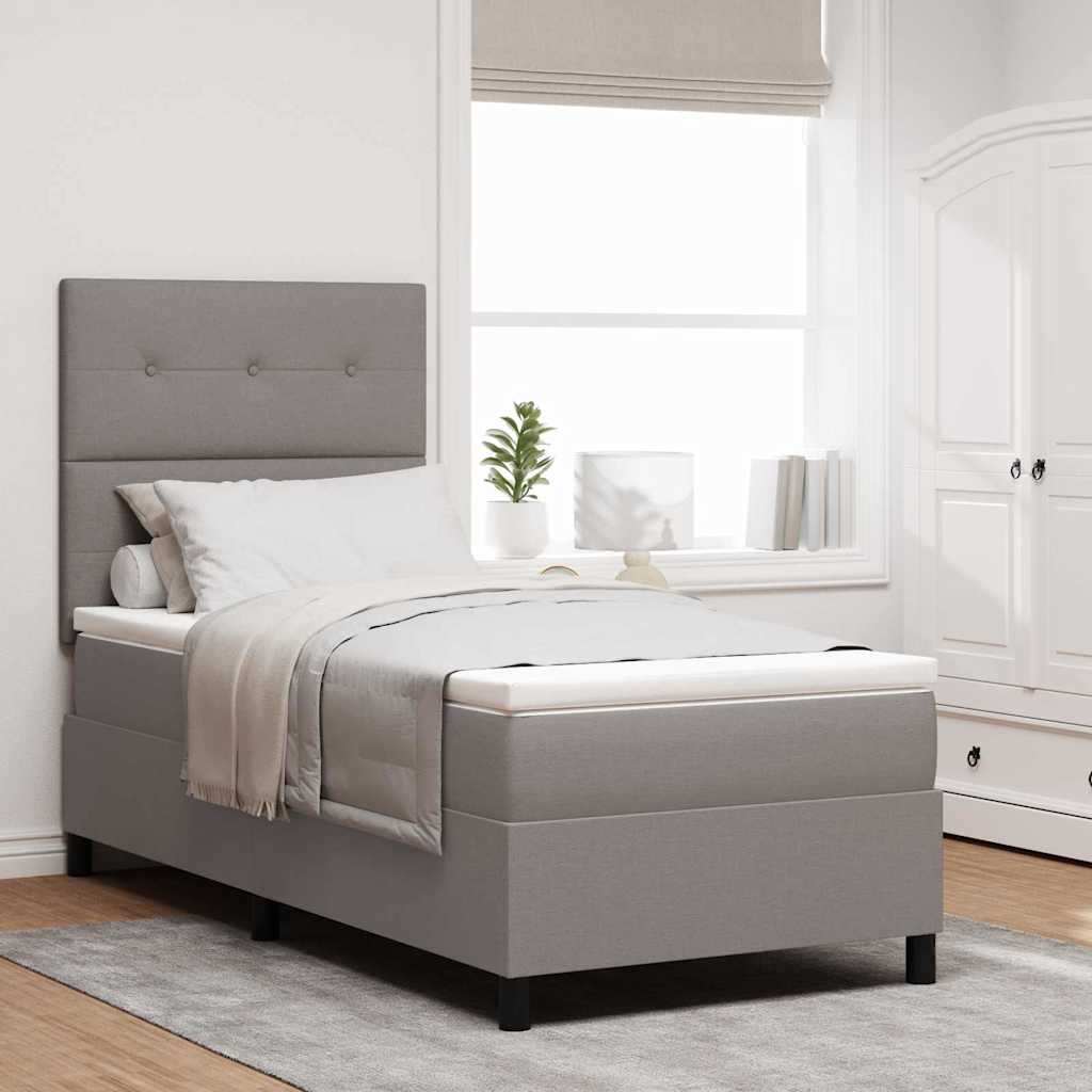 Lit à ressorts avec bandes LED Taupe 100 x 200 cm tissu