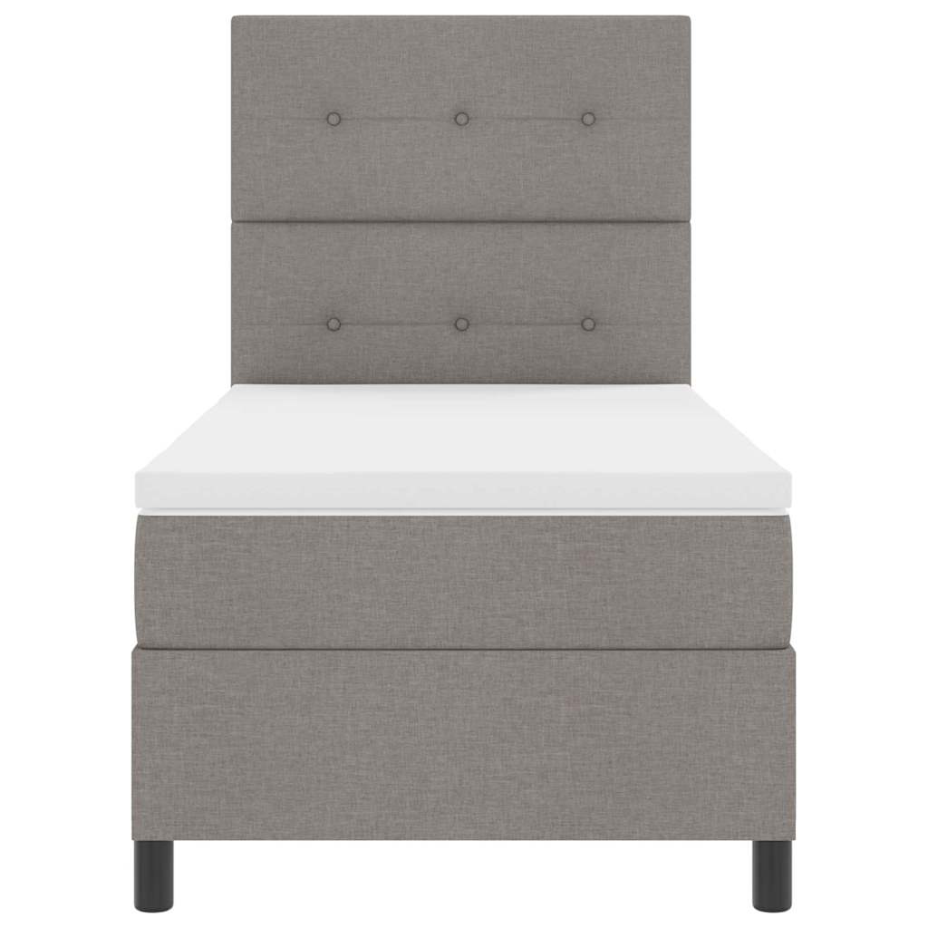 Lit à ressorts avec bandes LED Taupe 100 x 200 cm tissu