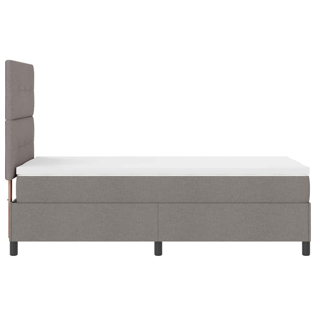 Lit à ressorts avec bandes LED Taupe 100 x 200 cm tissu