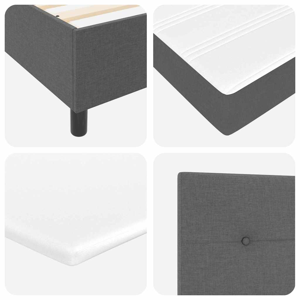 Lit à ressorts avec bandes LED Gris foncé 120 x 190 cm tissu