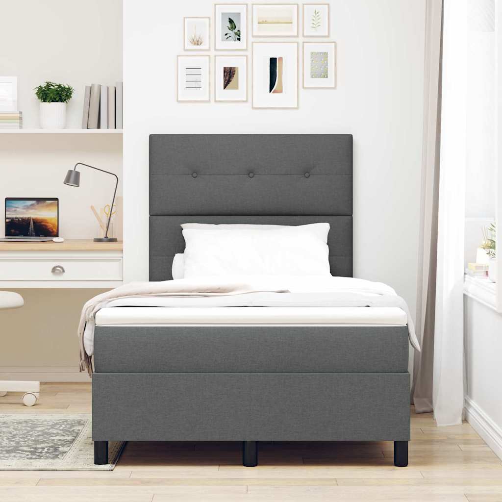 Lit à ressorts avec bandes LED Gris foncé 120 x 190 cm tissu