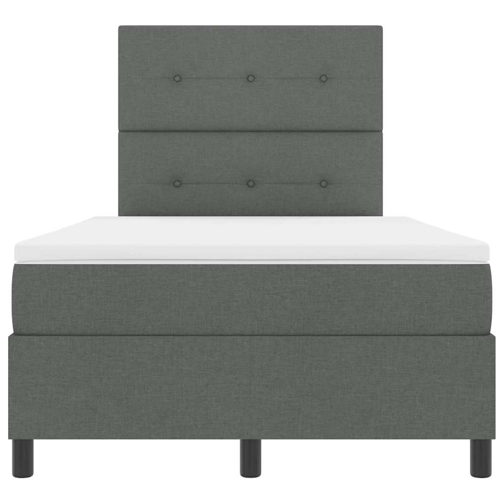 Lit à ressorts avec bandes LED Gris foncé 120 x 190 cm tissu