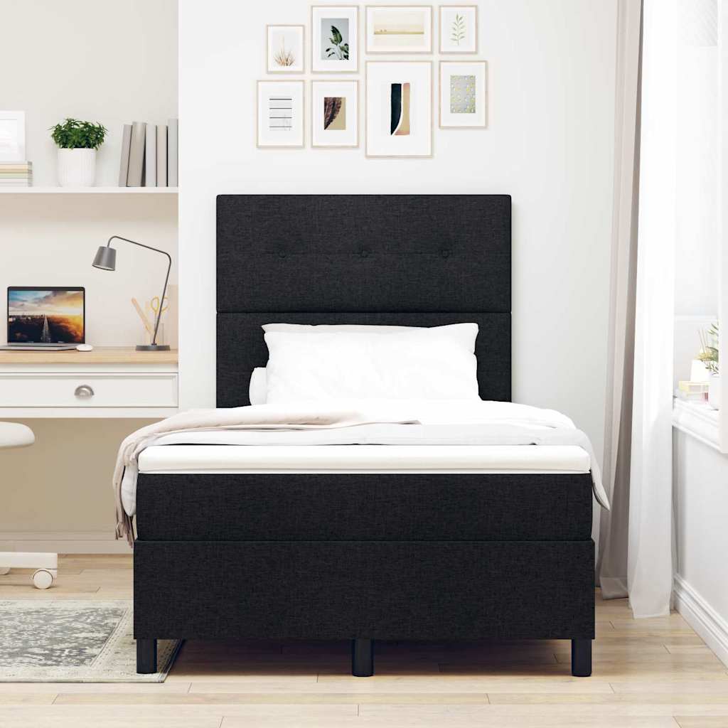 Lit à ressorts avec bandes LED Noir 120 x 200 cm tissu - XIOS