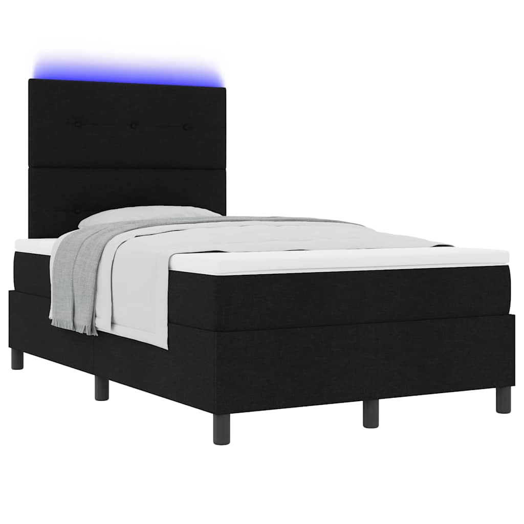Lit à ressorts avec bandes LED Noir 120 x 200 cm tissu - XIOS