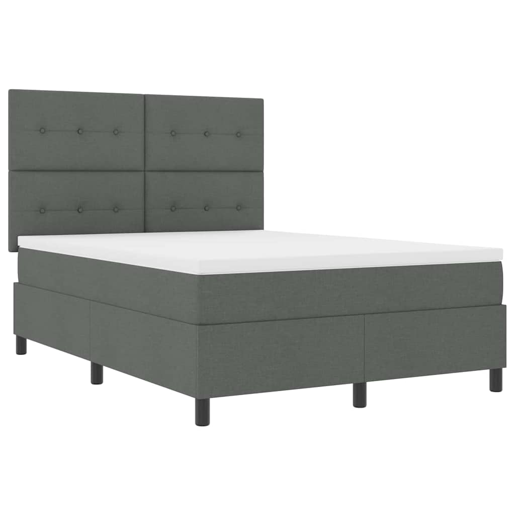 Lit à ressorts avec bandes LED Gris foncé 140 x 190 cm tissu
