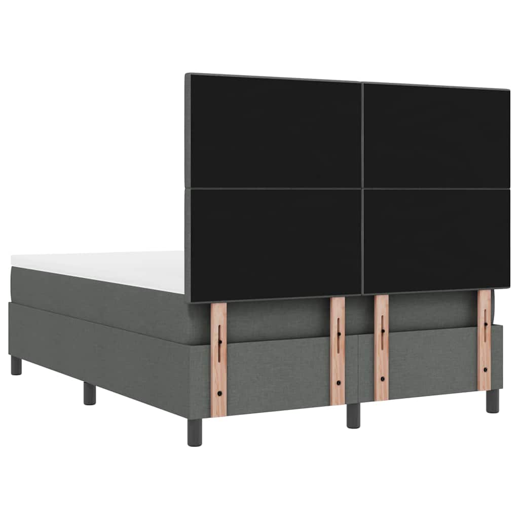 Lit à ressorts avec bandes LED Gris foncé 140 x 190 cm tissu