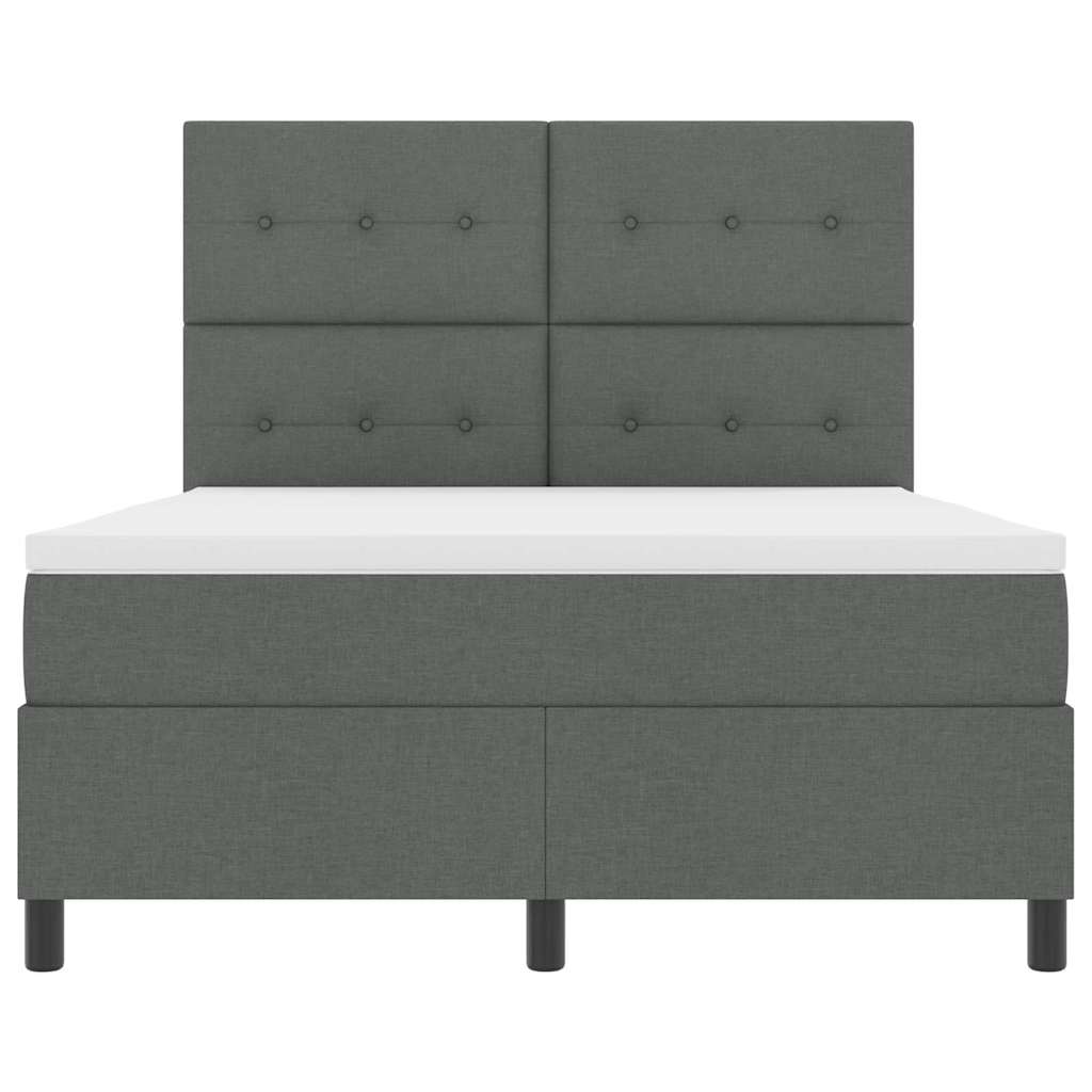 Lit à ressorts avec bandes LED Gris foncé 140 x 190 cm tissu