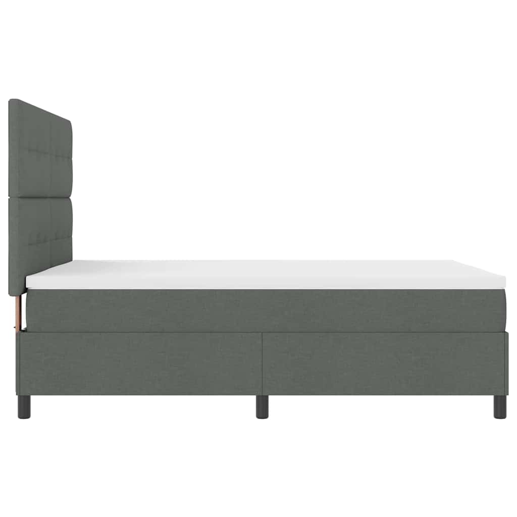 Lit à ressorts avec bandes LED Gris foncé 140 x 190 cm tissu