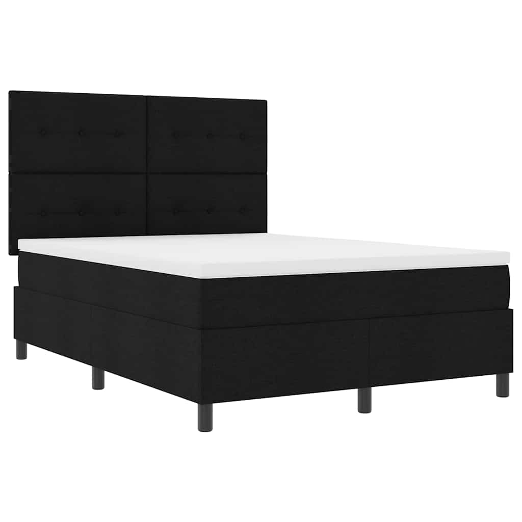 Lit à ressorts avec bandes LED Noir 140 x 190 cm tissu - XIOS