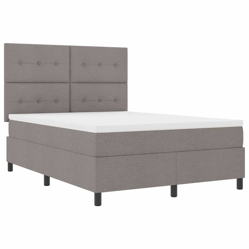 Lit à ressorts avec bandes LED Taupe 140 x 190 cm tissu