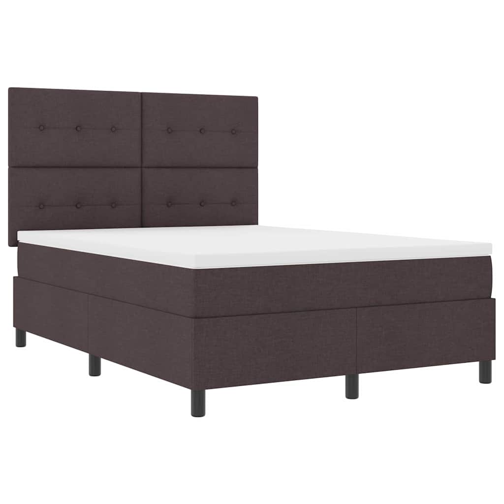 Lit à ressorts avec bandes LED Marron foncé 140 x 200 cm tissu - XIOS
