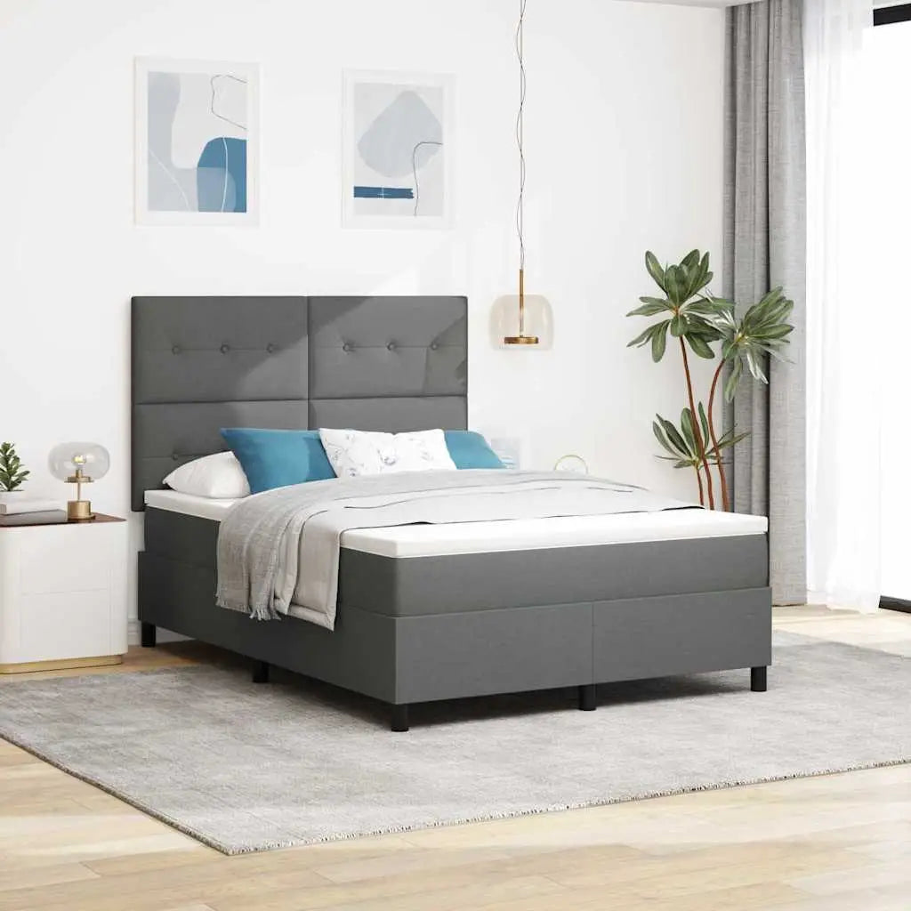Lit à ressorts avec bandes LED Gris foncé 160 x 200 cm tissu - XIOS