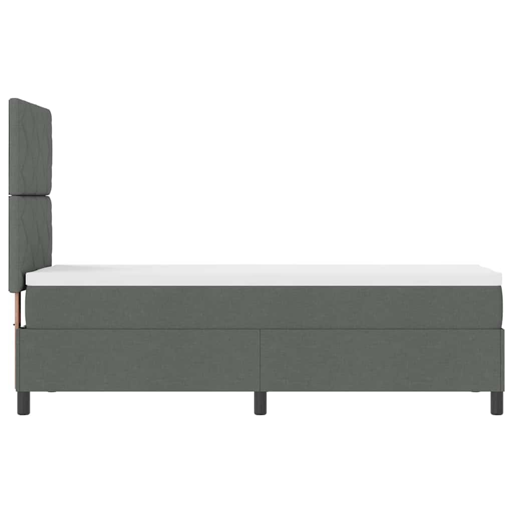 Lit à ressorts avec bandes LED Gris foncé 80 x 200 cm tissu