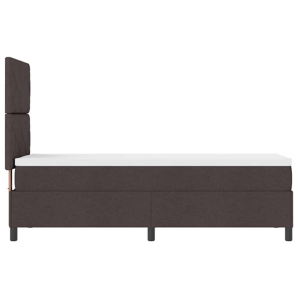 Lit à ressorts avec bandes LED Marron foncé 80 x 200 cm tissu
