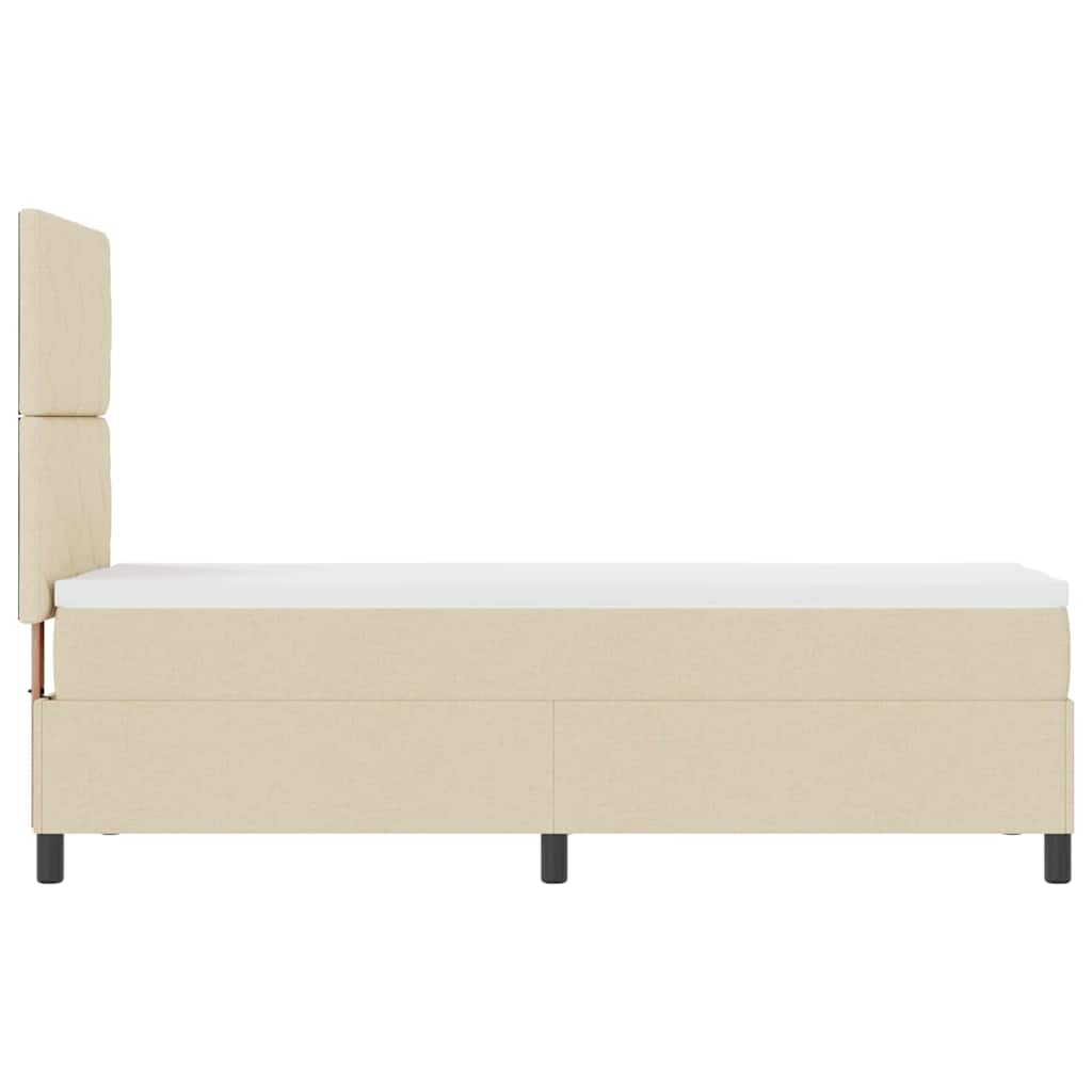 Lit à ressorts avec matelas avec LED Crème 80 x 200 cm tissu