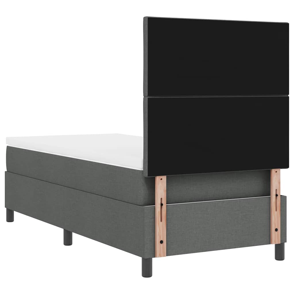 Lit à ressorts avec bandes LED Gris foncé 90 x 200 cm tissu