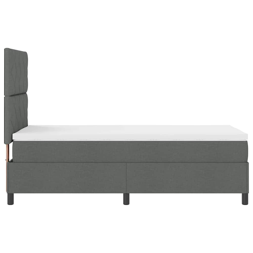 Lit à ressorts avec bandes LED Gris foncé 90 x 200 cm tissu