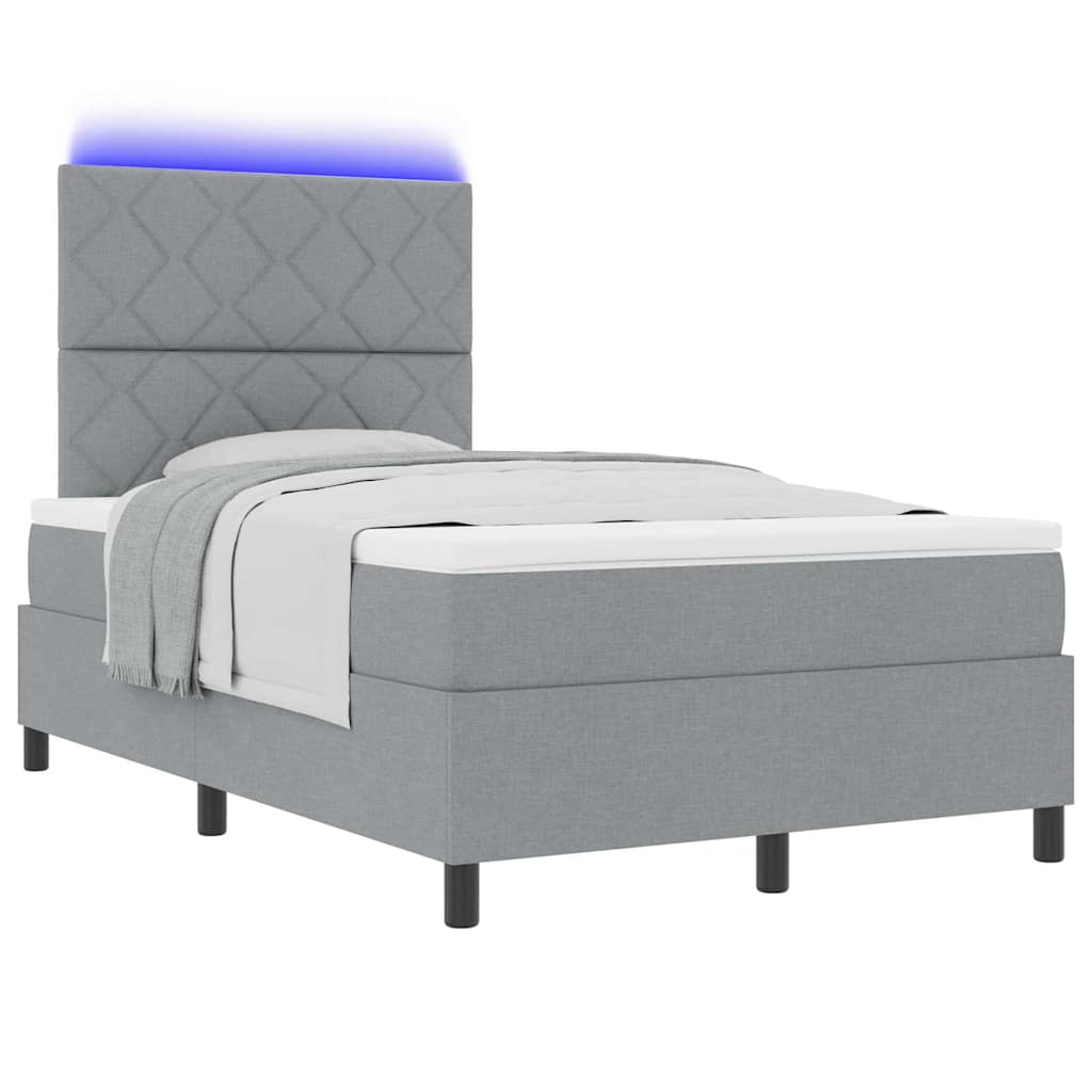 Lit à ressorts avec bandes LED Gris clair 120 x 190 cm tissu - XIOS